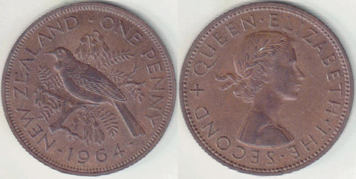 1964 New Zealand Penny (aUnc) A008744